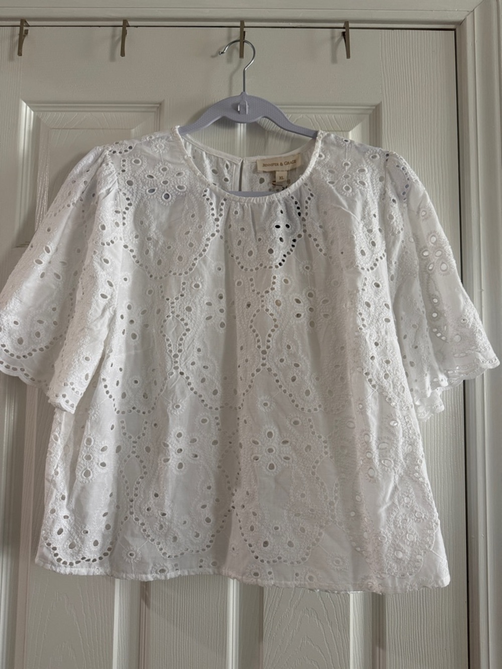 Broderie Eyelet White Short Sleeve Blouse